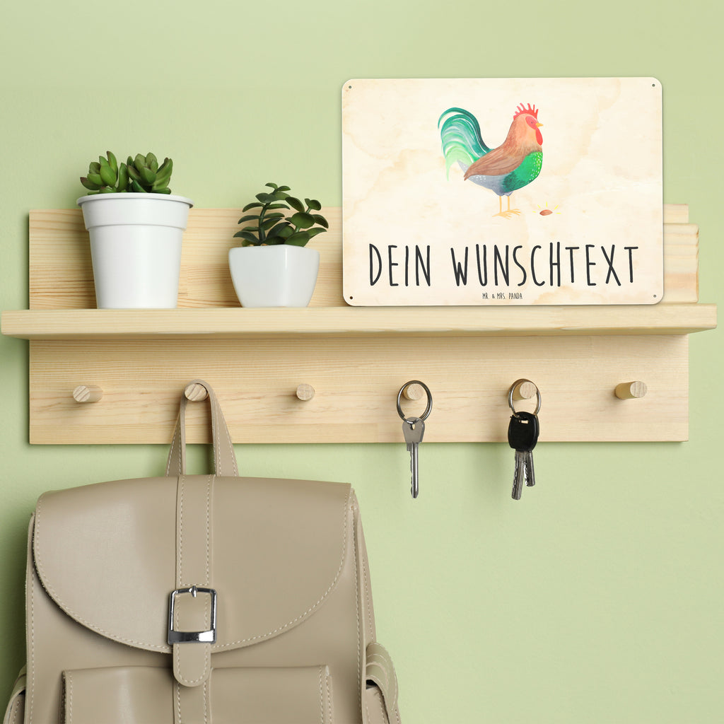 Personalisiertes Blechschild Hahn mit Korn Blechschild, Metallschild, Geschenk Schild, Schild, Magnet-Metall-Schild, Deko Schild, Wandschild, Wand-Dekoration, Türschild, Bauernhof, Hoftiere, Landwirt, Landwirtin, Hahn, Korn, Henne, Eier, Natur