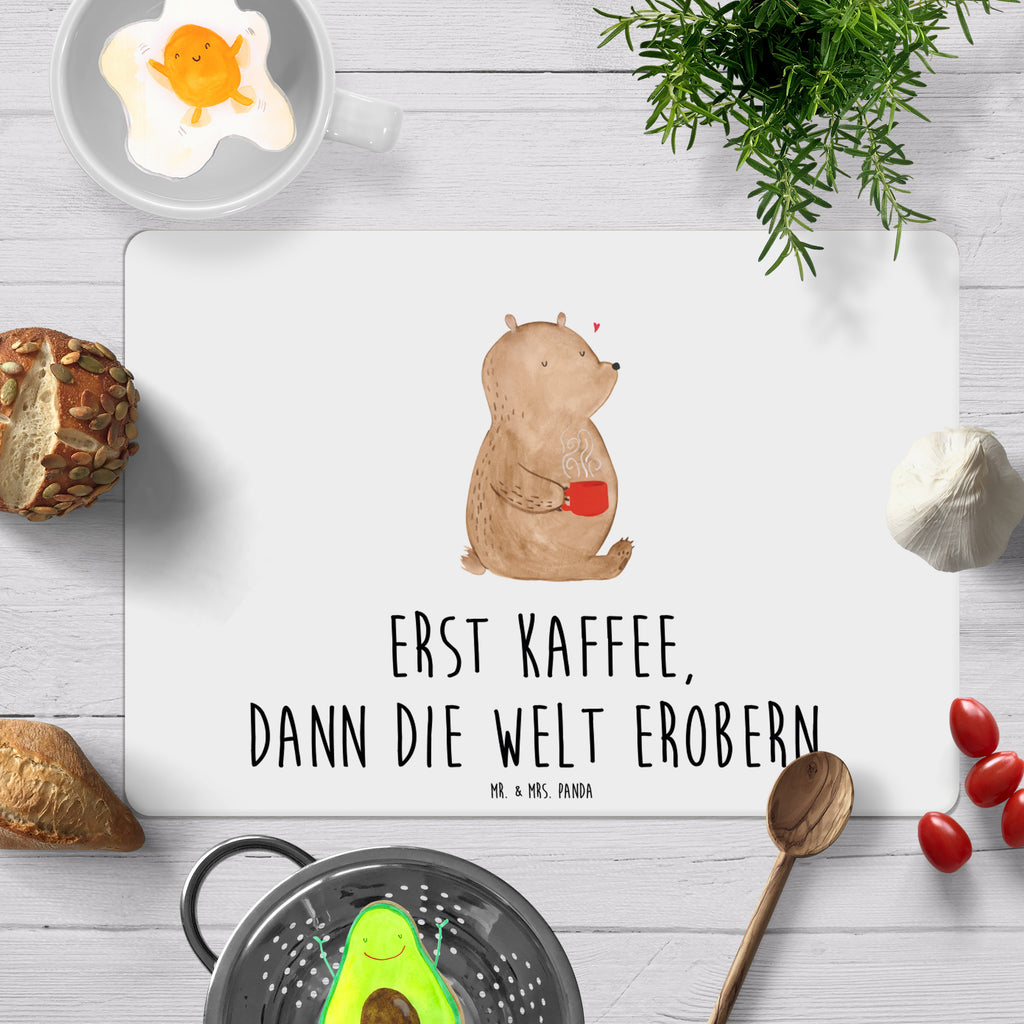 Tischset Bär Kaffee Tischset, Tischuntersetzer, Platzset, Tischsets abwaschbar, Tischunterlage, Bär, Teddy, Teddybär, Kaffee, Coffee, Bären, guten Morgen, Morgenroutine, Welt erobern, Welt retten, Motivation