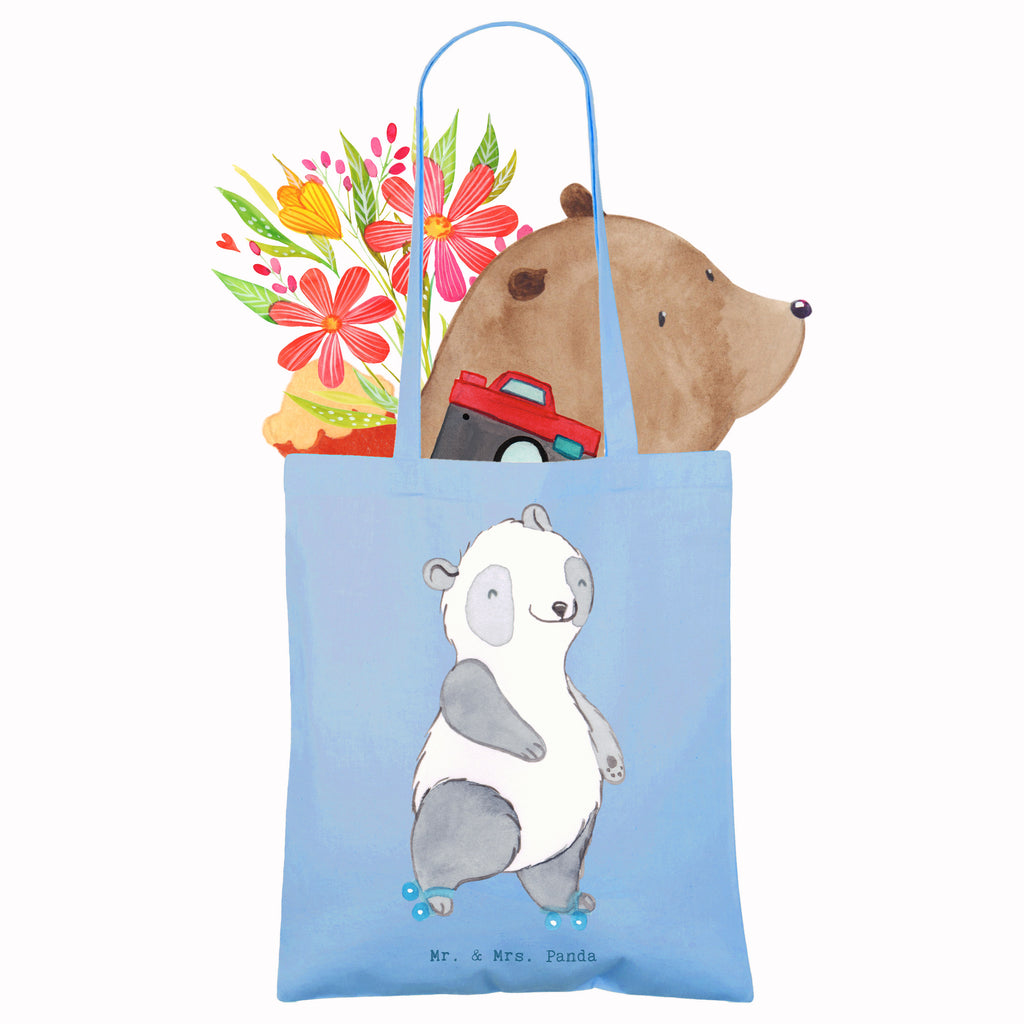 Tragetasche Panda Inliner fahren Medizin Beuteltasche, Beutel, Einkaufstasche, Jutebeutel, Stoffbeutel, Tasche, Shopper, Umhängetasche, Strandtasche, Schultertasche, Stofftasche, Tragetasche, Badetasche, Jutetasche, Einkaufstüte, Laptoptasche, Geschenk, Sport, Sportart, Hobby, Schenken, Danke, Dankeschön, Auszeichnung, Gewinn, Sportler, Inliner fahren, Rollschuh fahren, Rollerblades, inlinern