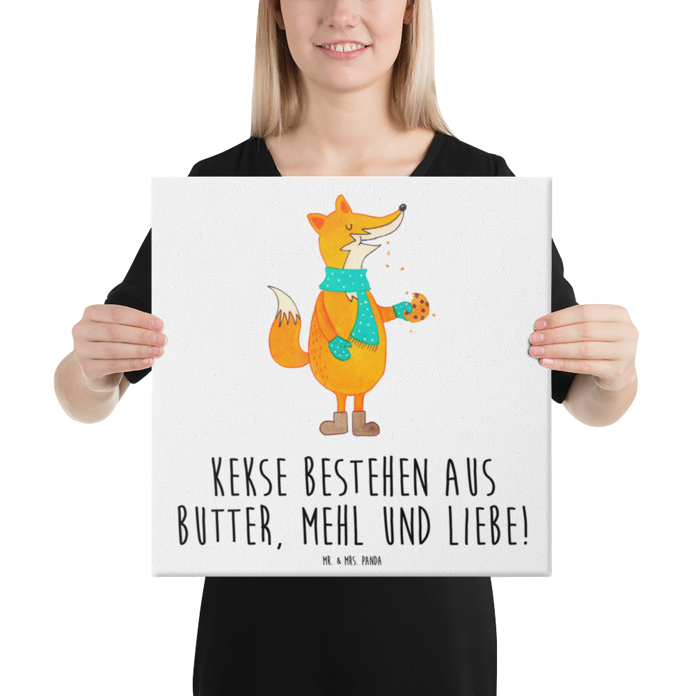 Leinwand Bild Fuchs Keks Leinwand, Bild, Kunstdruck, Wanddeko, Dekoration, Fuchs, Füchse, Backen Spruch, Kekse, Winter, Weihnachtszeit, Plätzchen, Liebe, Küche Deko