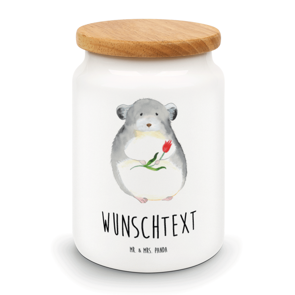 Personalisierte Vorratsdose Chinchilla mit Blume Personalisierte Vorratsdose, Personalisierte Keksdose, Personalisierte Keramikdose, Personalisierte Leckerlidose, Personalisierte Dose, Personalisierter Vorratsbehälter, Personalisierte Aufbewahrungsdose, Tiermotive, Gute Laune, lustige Sprüche, Tiere, Chinchilla, Chinchillas, Liebeskummer, Kummer, Depressionen, traurig sein, Chaos, Glücklichsein, Büro, Büroalltag