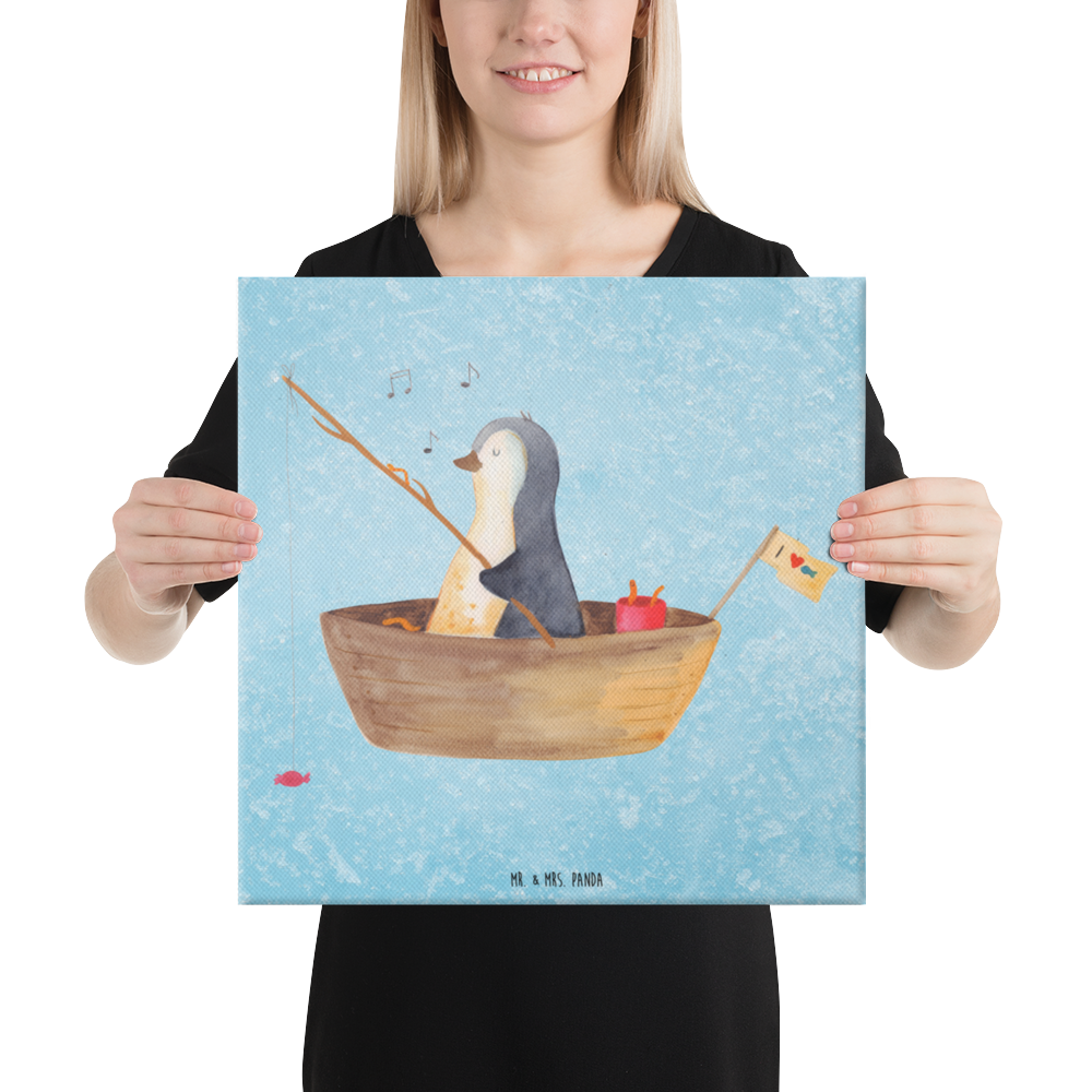 Leinwand Bild Pinguin Angelboot Leinwand, Bild, Kunstdruck, Wanddeko, Dekoration, Pinguin, Pinguine, Angeln, Boot, Angelboot, Lebenslust, Leben, genießen, Motivation, Neustart, Neuanfang, Trennung, Scheidung, Geschenkidee Liebeskummer