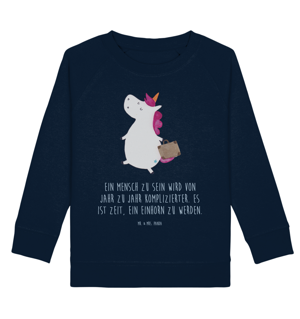 Organic Kinder Pullover Einhorn Koffer Kinder Pullover, Kinder Sweatshirt, Jungen, Mädchen, Einhorn, Einhörner, Einhorn Deko, Pegasus, Unicorn, unicorn, Koffer, Verreisen, Reise, Gepäck, Abenteuer, Erwachsen, Kind, albern, Spaß, lustig, witzig