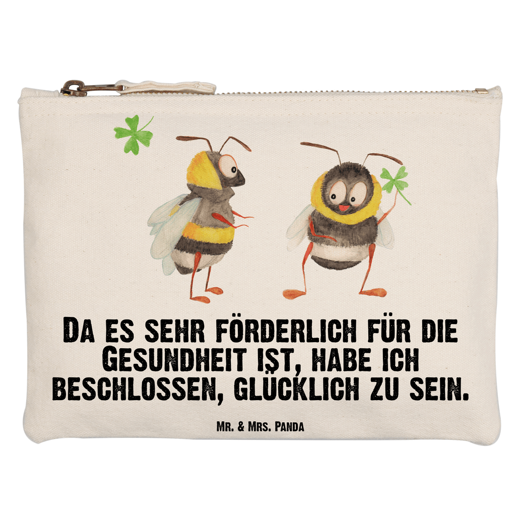 Schminktasche Hummeln mit Kleeblatt Schminktasche, Kosmetiktasche, Kosmetikbeutel, Stiftemäppchen, Etui, Federmappe, Makeup, XXL, Schminketui, Kosmetiketui, Schlamperetui, Tiermotive, Gute Laune, lustige Sprüche, Tiere, Hummel, Biene, Spruch positiv, Biene Deko, Spruch schön, glücklich sein, glücklich werden, Spruch fröhlich