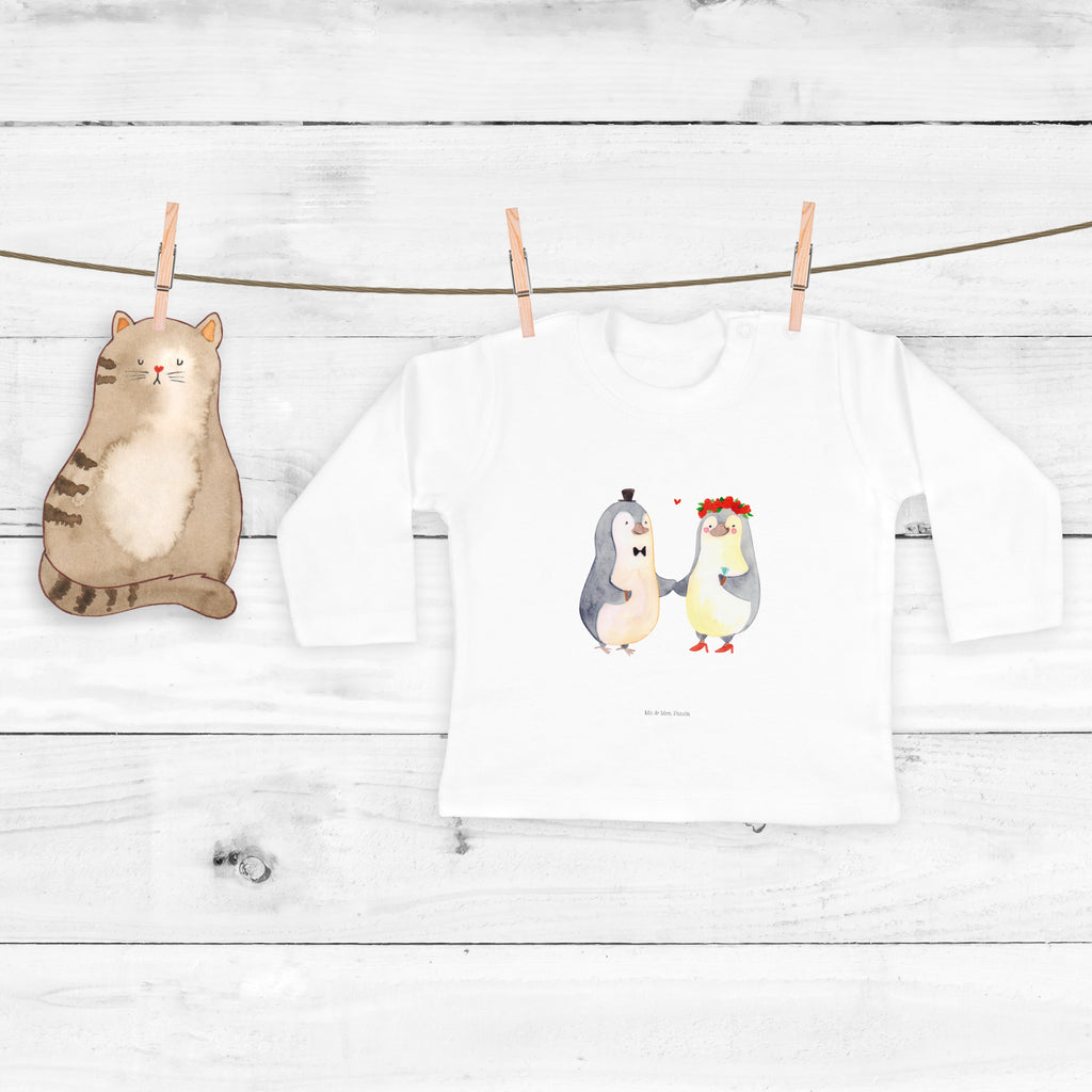 Baby Longsleeve Pinguin Heirat Mädchen, Jungen, Baby, Langarm, Bio, Kleidung, Liebe, Partner, Freund, Freundin, Ehemann, Ehefrau, Heiraten, Verlobung, Heiratsantrag, Liebesgeschenk, Jahrestag, Hocheitstag