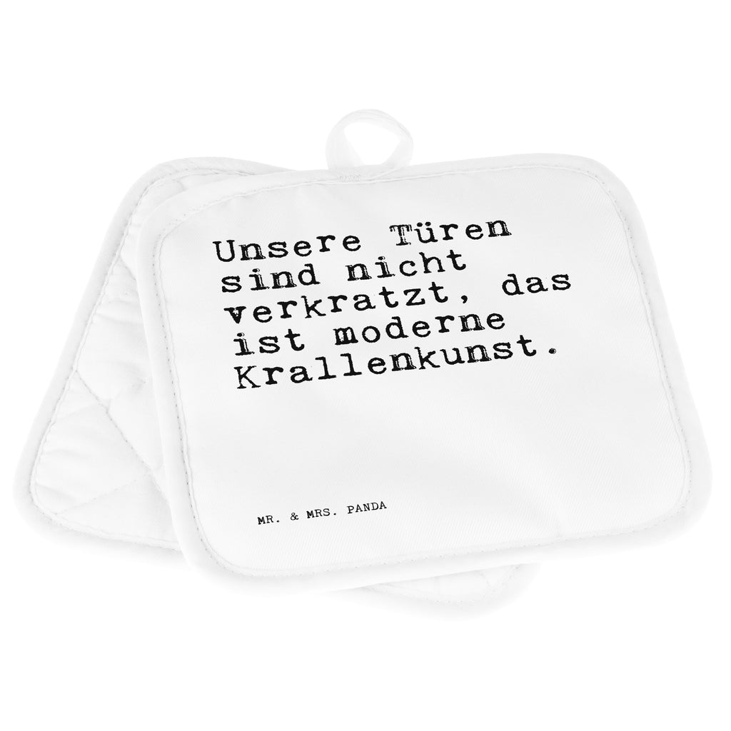 2er Set Topflappen  Sprüche und Zitate Unsere Türen sind nicht verkratzt, das ist moderne Krallenkunst. Topflappen, Topfuntersetzer, Ofenhandschuh, Topflappen Set, Topflappen lustig, Topflappen mit Spruch, Spruch, Sprüche, lustige Sprüche, Weisheiten, Zitate, Spruch Geschenke, Spruch Sprüche Weisheiten Zitate Lustig Weisheit Worte