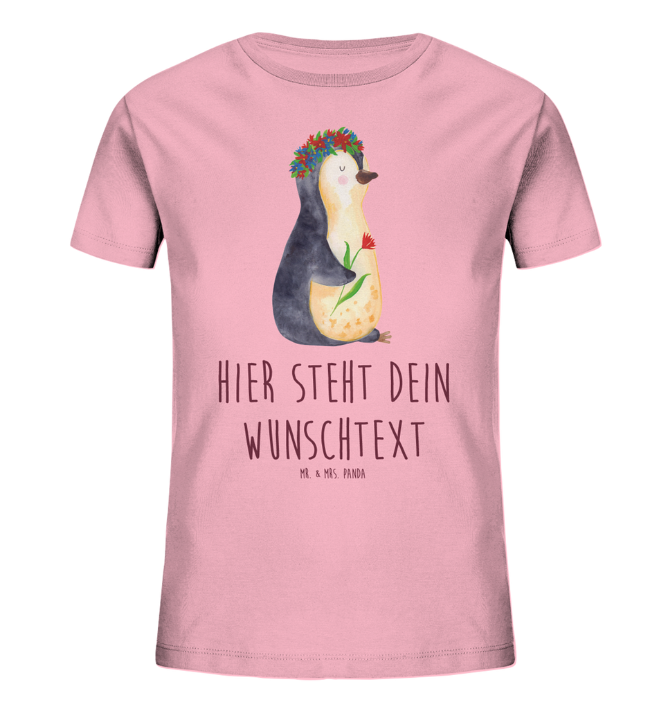 Personalisiertes Kinder T-Shirt Pinguin Blumen Personalisiertes Kinder T-Shirt, Pinguin, Pinguine, Blumenkranz, Universum, Leben, Wünsche, Ziele, Lebensziele, Motivation, Lebenslust, Liebeskummer, Geschenkidee