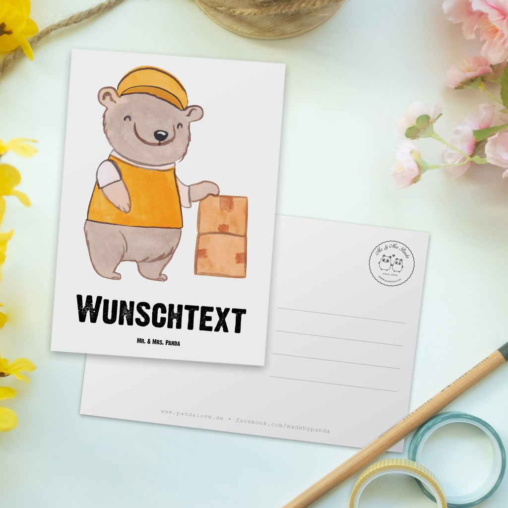 Personalisierte Postkarte Lieferdienstmitarbeiter mit Herz Postkarte mit Namen, Postkarte bedrucken, Postkarte mit Wunschtext, Postkarte personalisierbar, Geschenkkarte mit Namen, Grußkarte mit Namen, Karte mit Namen, Einladung mit Namen, Ansichtskarte mit Namen, Geschenkkarte mit Wunschtext, Grußkarte mit Wunschtext, Karte mit Wunschtext, Einladung mit Wunschtext, Ansichtskarte mit Wunschtext, Beruf, Ausbildung, Jubiläum, Abschied, Rente, Kollege, Kollegin, Geschenk, Schenken, Arbeitskollege, Mitarbeiter, Firma, Danke, Dankeschön, Lieferdienstmitarbeiter, Pizzabäcker, Pizzabote, Pizzabringdienst, Lieferbringdienst