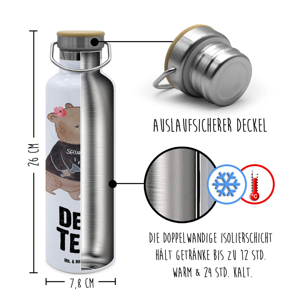 Personalisierte Trinkflasche Security Mitarbeiterin mit Herz Personalisierte Trinkflasche, Trinkflasche mit Namen, Trinkflasche bedrucken, Flasche personalisiert, Trinkflasch mit Aufdruck, Trinkflasche Werbegeschenk, Namensaufdruck Trinkflasche, Sportflasche personalisiert, Trinkflasche Sport, Beruf, Ausbildung, Jubiläum, Abschied, Rente, Kollege, Kollegin, Geschenk, Schenken, Arbeitskollege, Mitarbeiter, Firma, Danke, Dankeschön