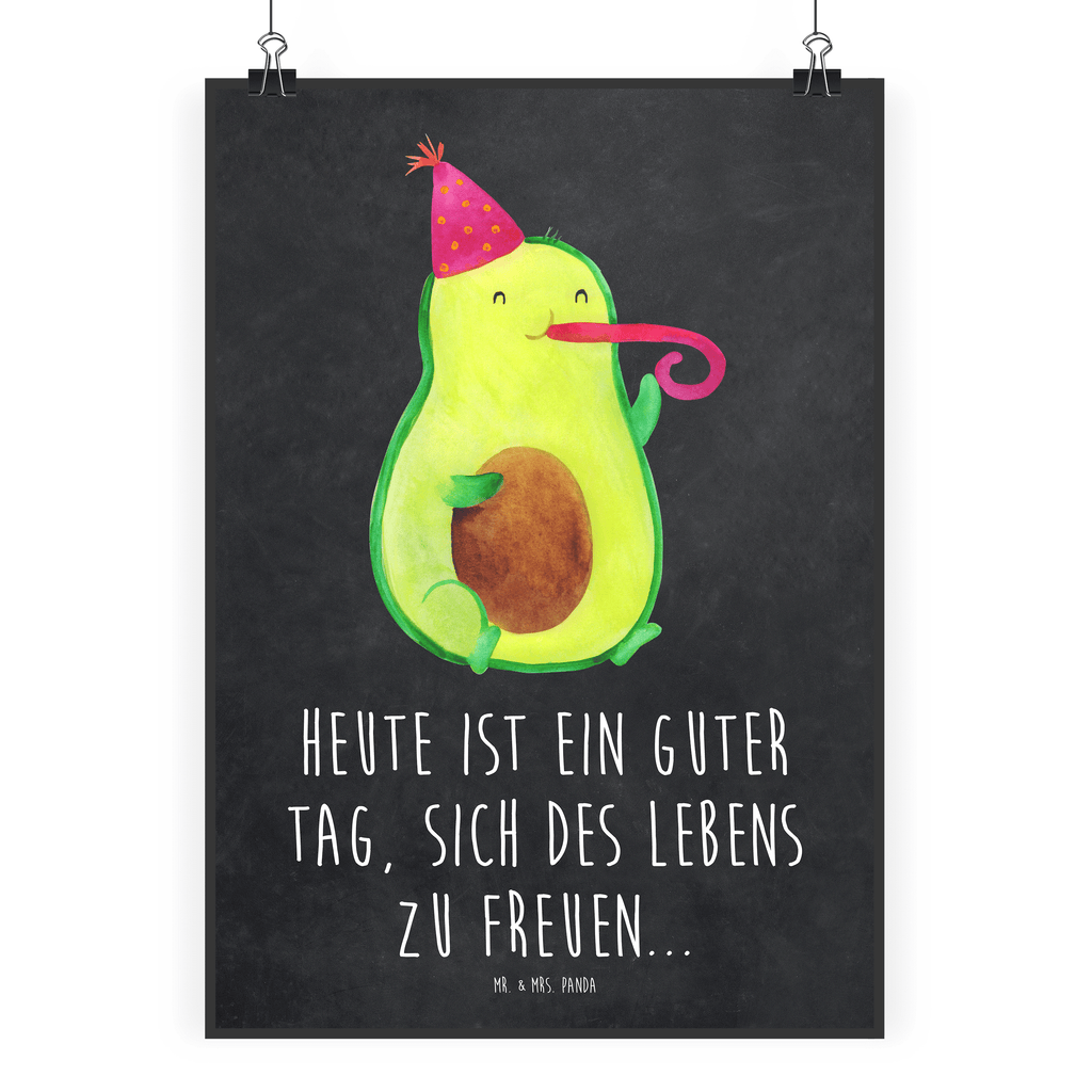 Poster Avocado Partyhupe Poster, Wandposter, Bild, Wanddeko, Küchenposter, Kinderposter, Wanddeko Bild, Raumdekoration, Wanddekoration, Handgemaltes Poster, Mr. & Mrs. Panda Poster, Designposter, Kunstdruck, Posterdruck, Avocado, Veggie, Vegan, Gesund, Party, Feierlichkeit, Feier, Fete, Geburtstag, Gute Laune, Tröte