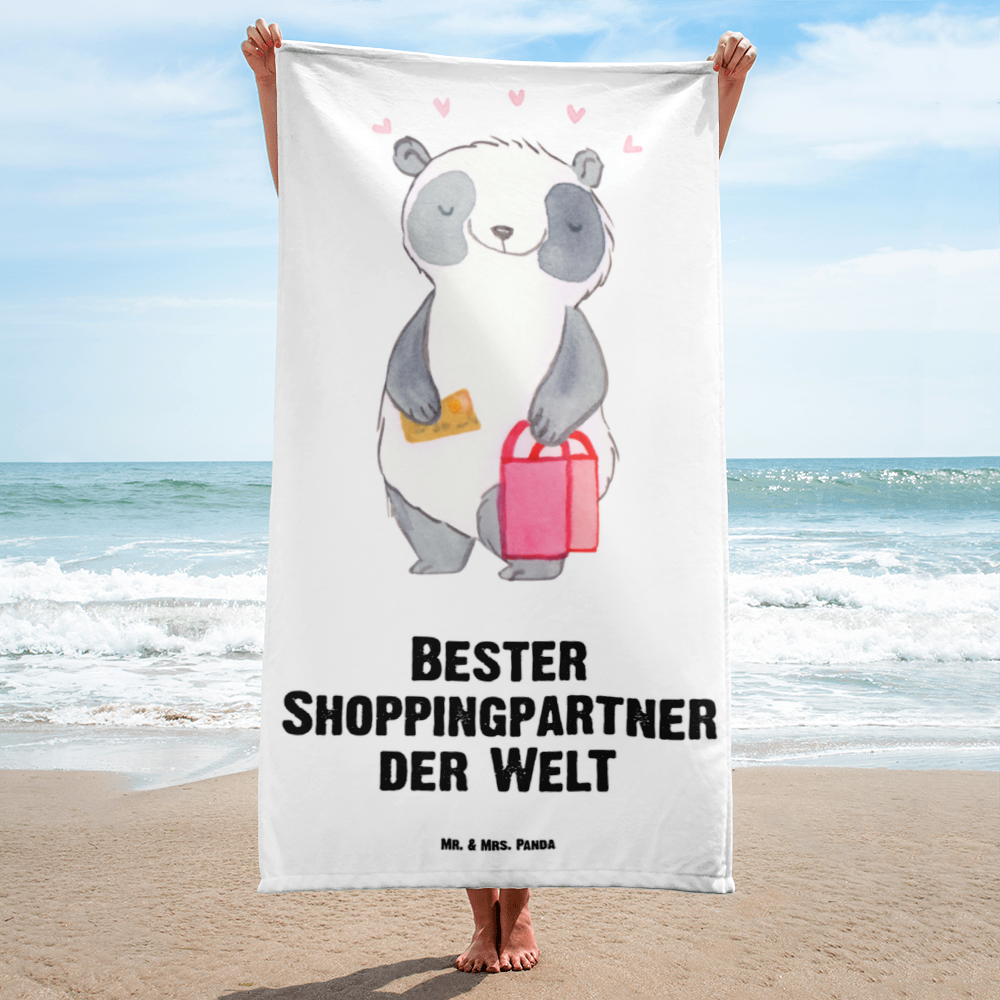 XL Badehandtuch Panda Bester Shoppingpartner der Welt Handtuch, Badetuch, Duschtuch, Strandtuch, Saunatuch, für, Dankeschön, Geschenk, Schenken, Geburtstag, Geburtstagsgeschenk, Geschenkidee, Danke, Bedanken, Mitbringsel, Freude machen, Geschenktipp, Shoppingpartner, Shoppen, Begleitung, Partner, Freundin, Freund, bff, Shopping, Einkaufen, Shopping-Queen, Queen, Bester