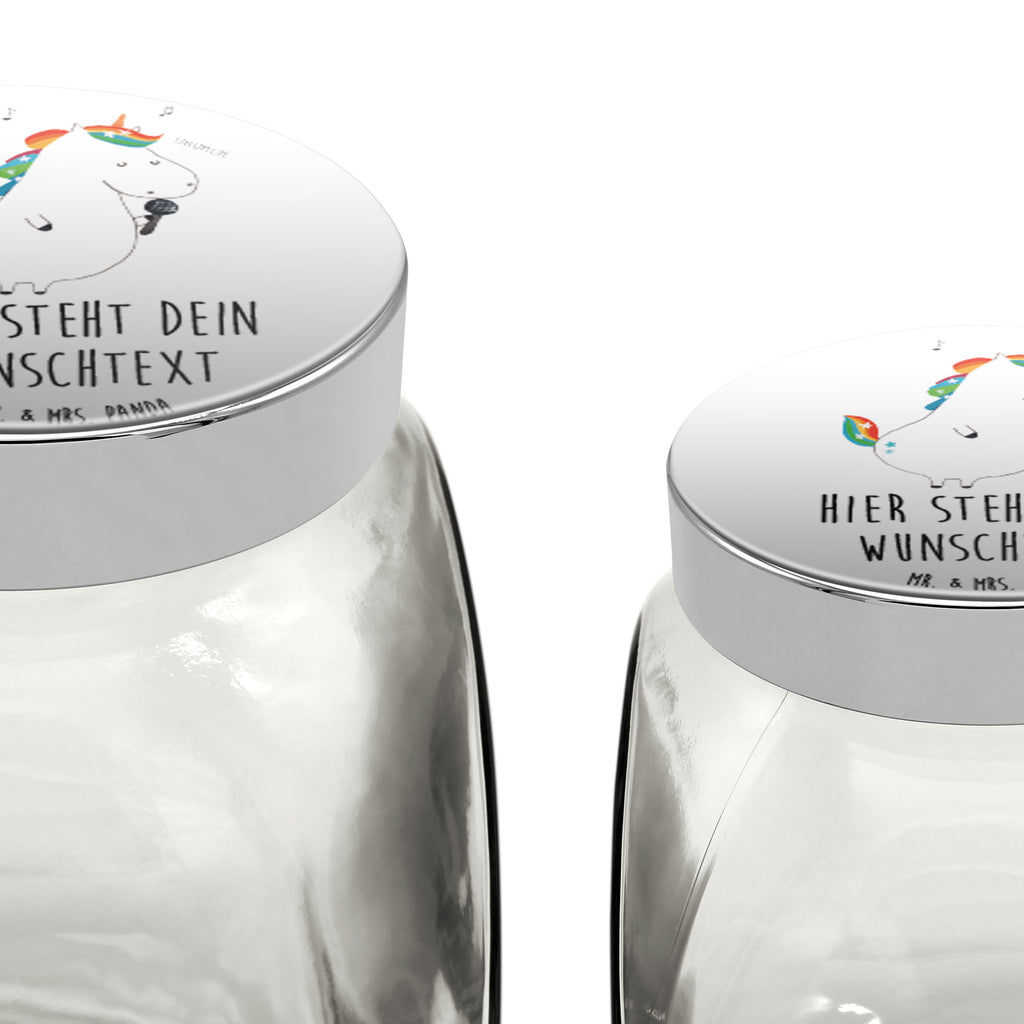 Personalisiertes Bonbonglas Einhorn Sänger Vorratsdose, Vorratsbehälter, Süßigkeitenglas, Süßigkeitendose, Kaffeedose, Müslidose, Teedose, Keksbehälter, Keksedose, Glasdose, Glasbälter, Vorratsglas, Küchenbehälter, Aufbewahrungsdose, Aufbewahungsglas, Gewürzdose, Küchenorganizer, Snackdose, Einhorn, Einhörner, Einhorn Deko, Pegasus, Unicorn, Glitzer, Konfetti, Party, Geburtstag, Feier, Fest, Disco, Sängerin, Sänger, Freundin