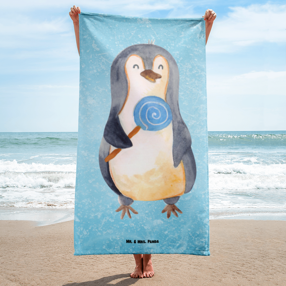 XL Badehandtuch Pinguin Lolli Handtuch, Badetuch, Duschtuch, Strandtuch, Saunatuch, Pinguin, Pinguine, Lolli, Süßigkeiten, Blödsinn, Spruch, Rebell, Gauner, Ganove, Rabauke