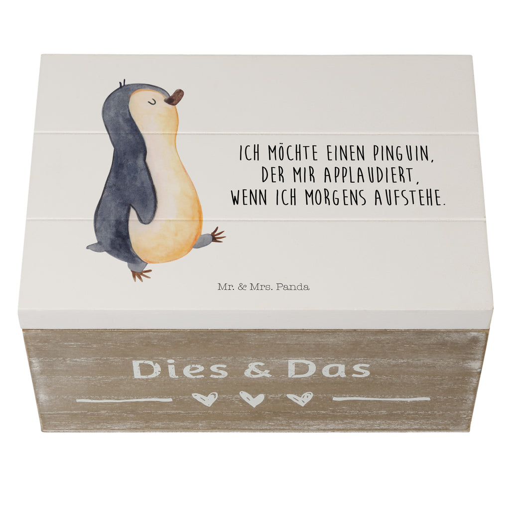 Holzkiste Pinguin marschierend Holzkiste, Kiste, Schatzkiste, Truhe, Schatulle, XXL, Erinnerungsbox, Erinnerungskiste, Dekokiste, Aufbewahrungsbox, Geschenkbox, Geschenkdose, Pinguin, Pinguine, Frühaufsteher, Langschläfer, Bruder, Schwester, Familie