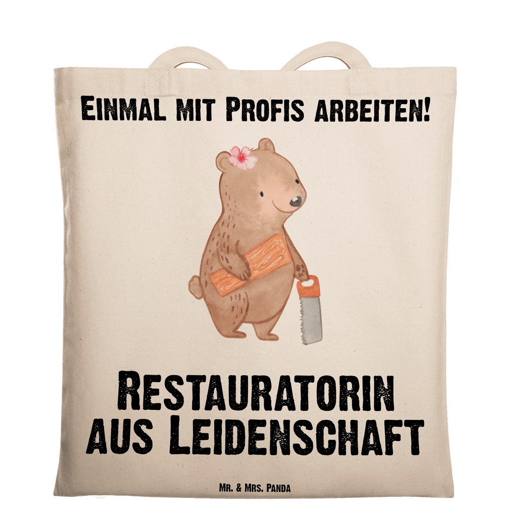 Tragetasche Restauratorin aus Leidenschaft Beuteltasche, Beutel, Einkaufstasche, Jutebeutel, Stoffbeutel, Tasche, Shopper, Umhängetasche, Strandtasche, Schultertasche, Stofftasche, Tragetasche, Badetasche, Jutetasche, Einkaufstüte, Laptoptasche, Beruf, Ausbildung, Jubiläum, Abschied, Rente, Kollege, Kollegin, Geschenk, Schenken, Arbeitskollege, Mitarbeiter, Firma, Danke, Dankeschön