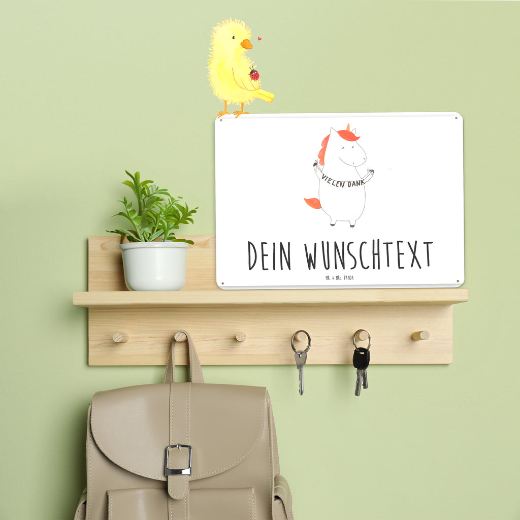 Personalisiertes Blechschild Einhorn Dankeschön Blechschild, Metallschild, Geschenk Schild, Schild, Magnet-Metall-Schild, Deko Schild, Wandschild, Wand-Dekoration, Türschild, Einhorn, Einhörner, Einhorn Deko, Pegasus, Unicorn, Danke, vielen Dank, Dankeschön, Danksagung