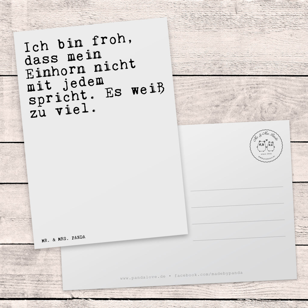 Postkarte Sprüche und Zitate Ich bin froh, dass mein Einhorn nicht mit jedem spricht. Es weiß zu viel. Postkarte, Karte, Geschenkkarte, Grußkarte, Einladung, Ansichtskarte, Geburtstagskarte, Einladungskarte, Dankeskarte, Ansichtskarten, Einladung Geburtstag, Einladungskarten Geburtstag, Spruch, Sprüche, lustige Sprüche, Weisheiten, Zitate, Spruch Geschenke, Spruch Sprüche Weisheiten Zitate Lustig Weisheit Worte