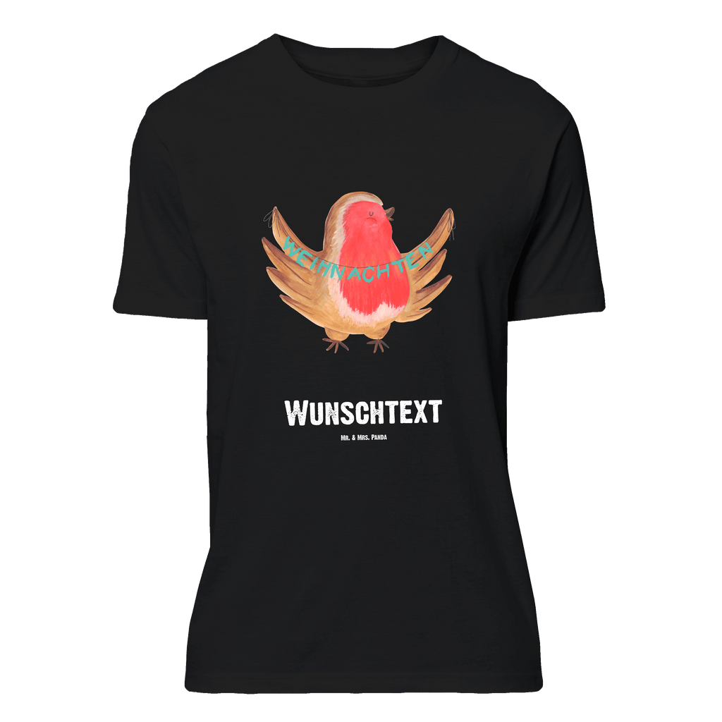 Personalisiertes T-Shirt Rotkehlchen Weihnachten T-Shirt Personalisiert, T-Shirt mit Namen, T-Shirt mit Aufruck, Männer, Frauen, Wunschtext, Bedrucken, Winter, Weihnachten, Weihnachtsdeko, Nikolaus, Advent, Heiligabend, Wintermotiv, Frohe Weihnachten, Weihnachtsmotiv, Weihnachtsgruß, Vogel, xmas