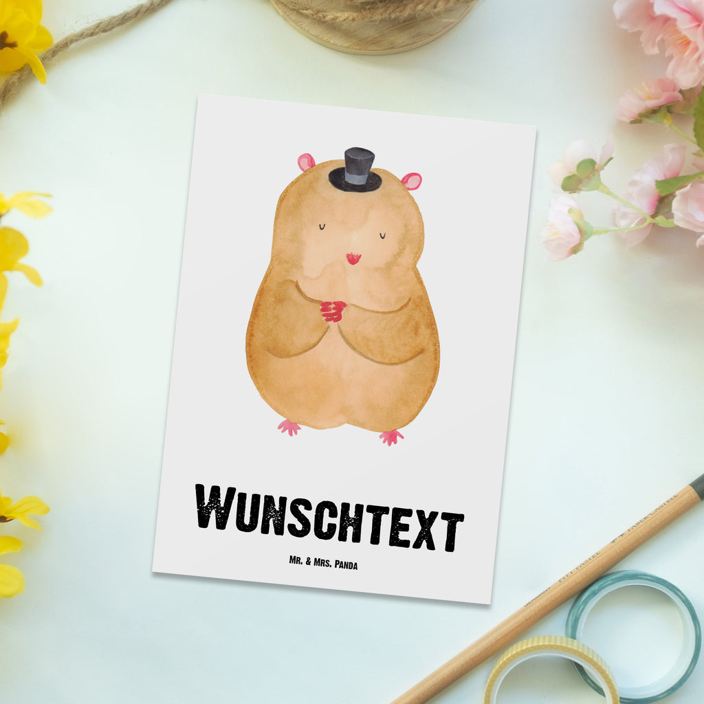 Personalisierte Postkarte Hamster mit Hut Postkarte mit Namen, Postkarte bedrucken, Postkarte mit Wunschtext, Postkarte personalisierbar, Geschenkkarte mit Namen, Grußkarte mit Namen, Karte mit Namen, Einladung mit Namen, Ansichtskarte mit Namen, Geschenkkarte mit Wunschtext, Grußkarte mit Wunschtext, Karte mit Wunschtext, Einladung mit Wunschtext, Ansichtskarte mit Wunschtext, Tiermotive, Gute Laune, lustige Sprüche, Tiere, Hamster, Hut, Magier, Zylinder, Zwerghamster, Zauberer