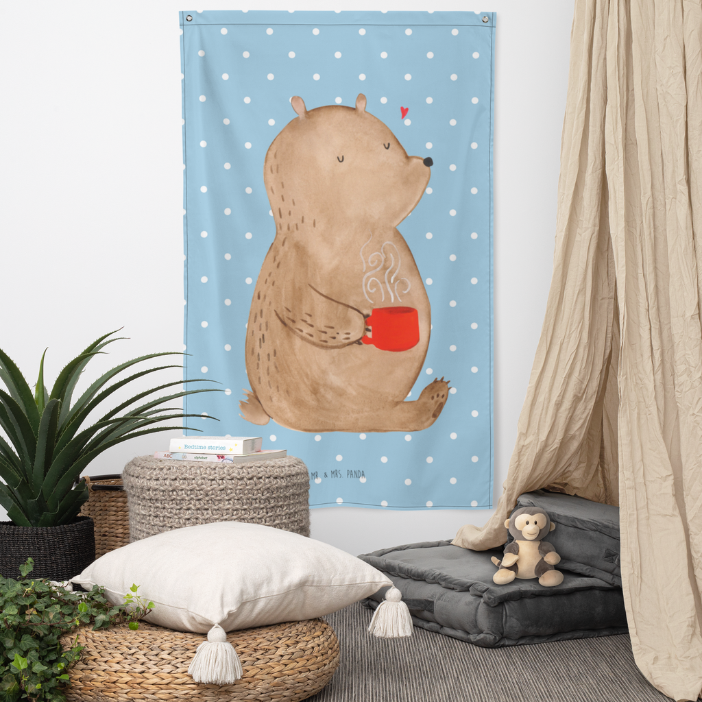 Wandteppich Bär Kaffee Wandbehang, Dekoration, Boho, Wandteppich, Wandtuch, Wanddeko, Tapisserie, Tapestry, Wandbild, Textil-Kunst, Schmuck-Wandbehang, Wand Deko, Kinderzimmer, Kinderzimmer Wand, Kinderzimmer Deko, Kinderzimmer Wanddeko, Bär, Teddy, Teddybär, Kaffee, Coffee, Bären, guten Morgen, Morgenroutine, Welt erobern, Welt retten, Motivation