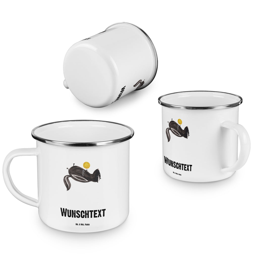 Personalisierte Emaille Tasse Stinktier Ball Emaille Tasse personalisiert, Emaille Tasse mit Namen, Campingtasse personalisiert, Namenstasse, Campingtasse bedrucken, Campinggeschirr personalsisert, tasse mit namen, personalisierte tassen, personalisierte tasse, tasse selbst gestalten, tasse bedrucken, tassen bedrucken, Stinktier, Skunk, Wildtier, Raubtier, Stinker, Stinki, verspielt, Weisheit