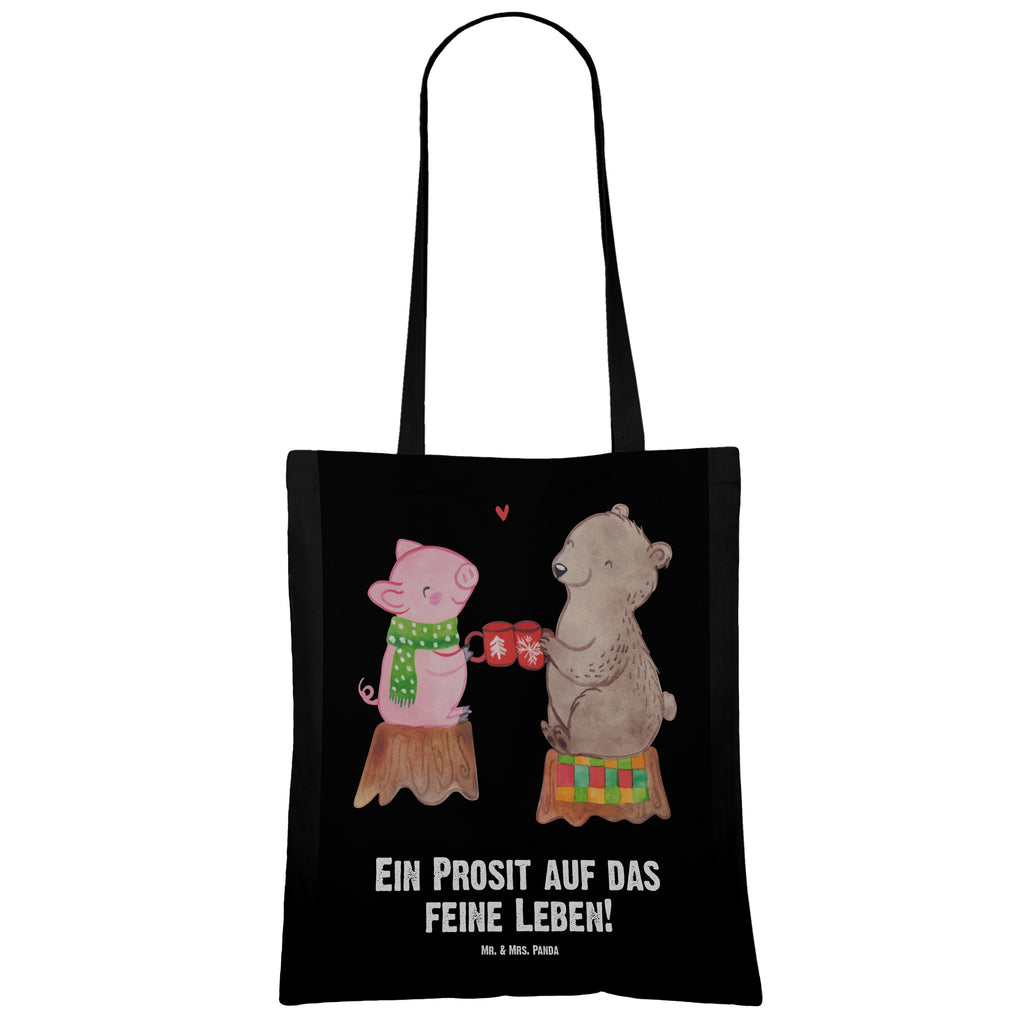 Tragetasche Glühschwein Sause Beuteltasche, Beutel, Einkaufstasche, Jutebeutel, Stoffbeutel, Tasche, Shopper, Umhängetasche, Strandtasche, Schultertasche, Stofftasche, Tragetasche, Badetasche, Jutetasche, Einkaufstüte, Laptoptasche, Winter, Weihnachten, Weihnachtsdeko, Nikolaus, Advent, Heiligabend, Wintermotiv, Prost, Alles Gute, Weihnachtszeit, Schwein, Bär