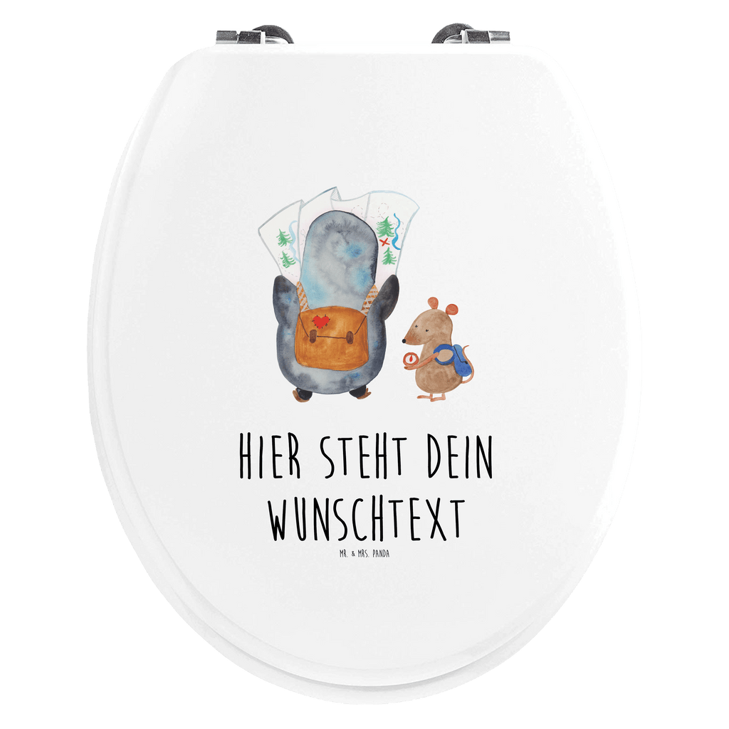 Personalisierter WC Sitz Motiv Pinguin & Maus Wanderer Personalisierte Klobrille, Personalisierter Klodeckel, Personalisierter Toilettendeckel, Personalisierter WC-Sitz, Toilettendeckel mit Namen, WC Sitz mit Namen, Pinguin, Pinguine, Abenteurer, Abenteuer, Roadtrip, Ausflug, Wanderlust, wandern