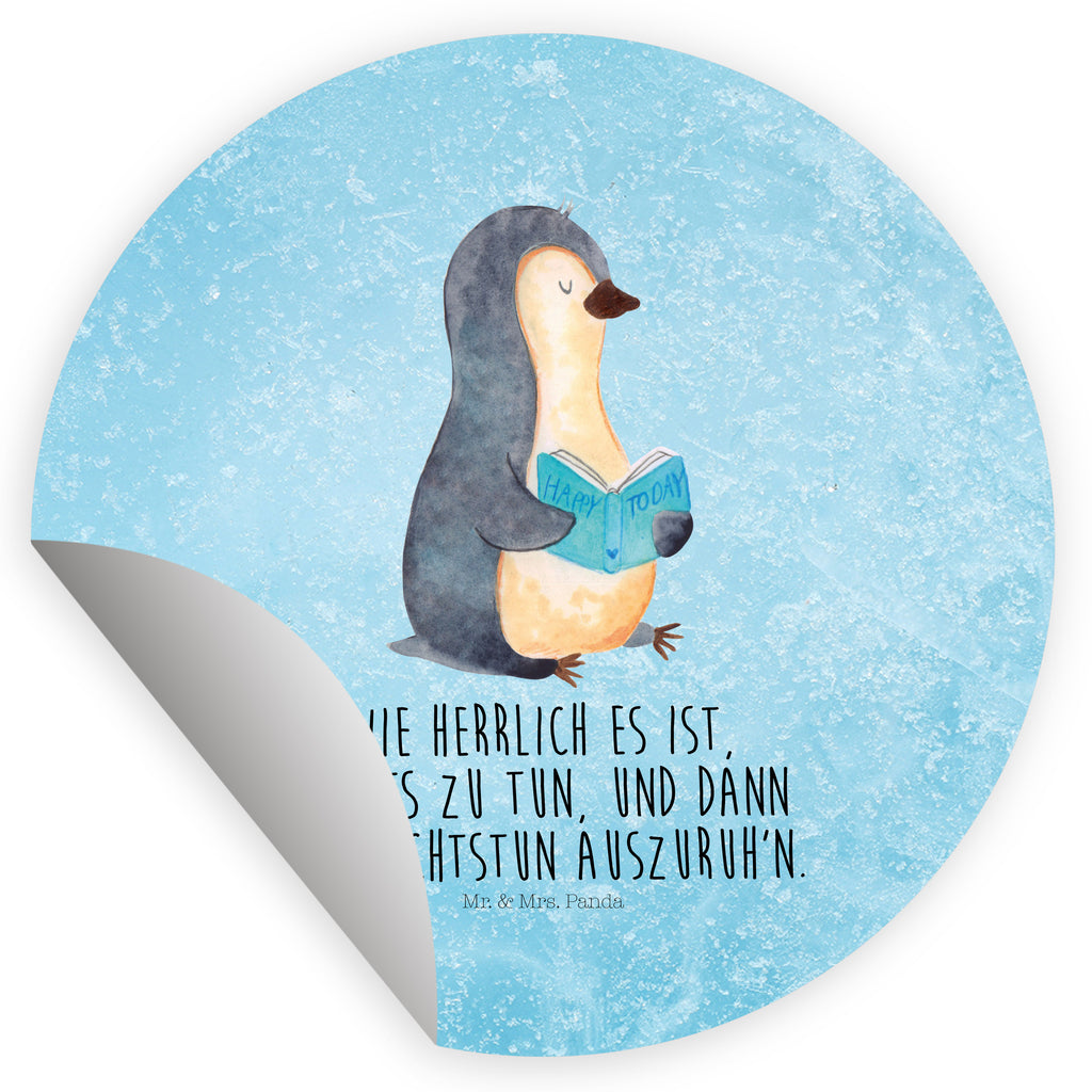 Rund Aufkleber Pinguin Buch Sticker, Aufkleber, Etikett, Pinguin, Pinguine, Buch, Lesen, Bücherwurm, Nichtstun, Faulenzen, Ferien, Urlaub, Freizeit