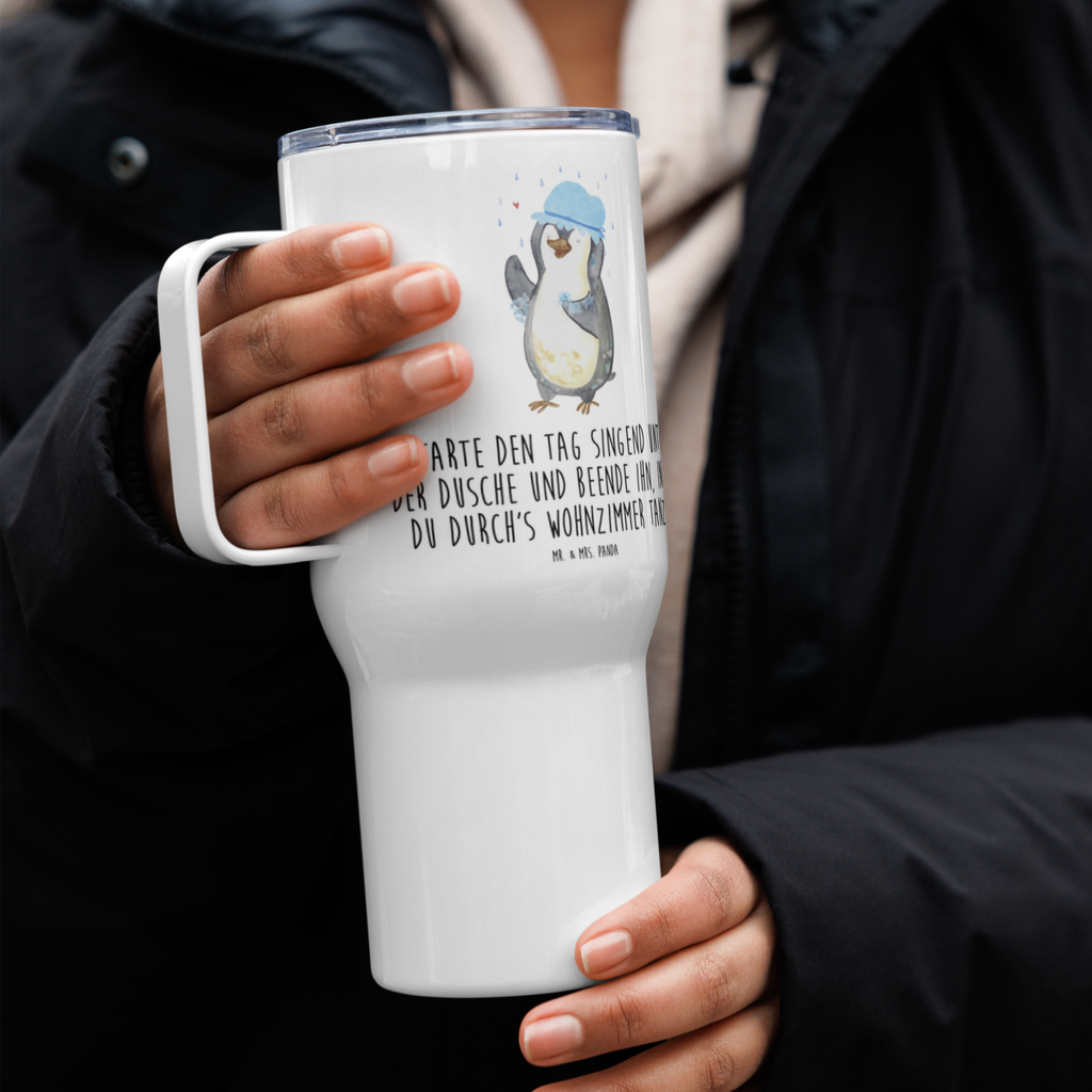 XXL Thermobecher Pinguin Duschen Thermobecher, XL Thermobecher, Reisebecher, XL Reisetasse, Großer Thermobecher, Autobecher, Jumbo Becher, Pinguin, Pinguine, Dusche, duschen, Lebensmotto, Motivation, Neustart, Neuanfang, glücklich sein