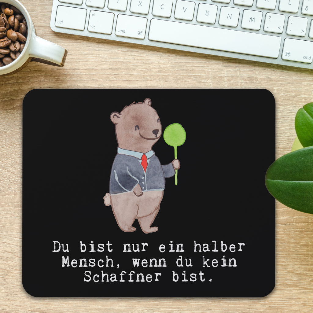 Mauspad Schaffner mit Herz Mousepad, Computer zubehör, Büroausstattung, PC Zubehör, Arbeitszimmer, Mauspad, Einzigartiges Mauspad, Designer Mauspad, Mausunterlage, Mauspad Büro, Beruf, Ausbildung, Jubiläum, Abschied, Rente, Kollege, Kollegin, Geschenk, Schenken, Arbeitskollege, Mitarbeiter, Firma, Danke, Dankeschön