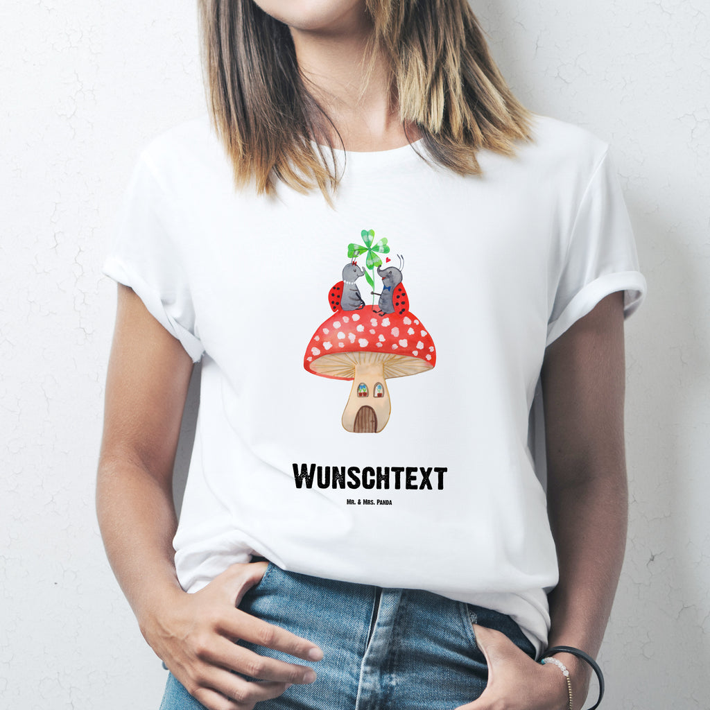 Personalisiertes T-Shirt Marienkäfer Paar Fliegenpilz T-Shirt Personalisiert, T-Shirt mit Namen, T-Shirt mit Aufruck, Männer, Frauen, Wunschtext, Bedrucken, Tiermotive, Gute Laune, lustige Sprüche, Tiere, Haus, Wohnung, zuhause, Fliegenpilz, Marienkäfer, Fleigenpilzhaus