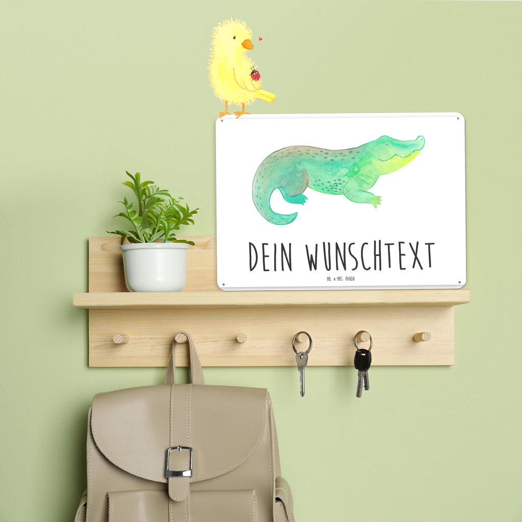 Personalisiertes Blechschild Krokodil Blechschild, Metallschild, Geschenk Schild, Schild, Magnet-Metall-Schild, Deko Schild, Wandschild, Wand-Dekoration, Türschild, Meerestiere, Meer, Urlaub, Krokodil, Krokodile, verrückt sein, spontan sein, Abenteuerlust, Reiselust, Freundin, beste Freundin, Lieblingsmensch