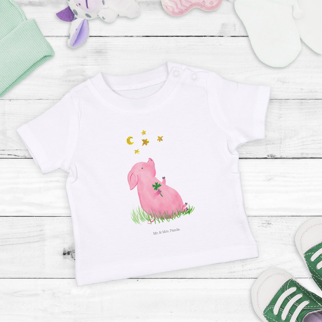 Organic Baby Shirt Schwein Glück Baby T-Shirt, Jungen Baby T-Shirt, Mädchen Baby T-Shirt, Shirt, Tiermotive, Gute Laune, lustige Sprüche, Tiere, Glücksschwein. Glück, Schwein, Schweinchen, Sterne, Sernchen, Ziele, Träume, Motivation, Glücksbringer