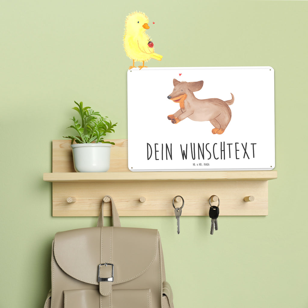 Personalisiertes Blechschild Hund Dackel Blechschild, Metallschild, Geschenk Schild, Schild, Magnet-Metall-Schild, Deko Schild, Wandschild, Wand-Dekoration, Türschild, Hund, Hundemotiv, Haustier, Hunderasse, Tierliebhaber, Hundebesitzer, Sprüche, Hunde, Dackel, Dachshund, happy dog