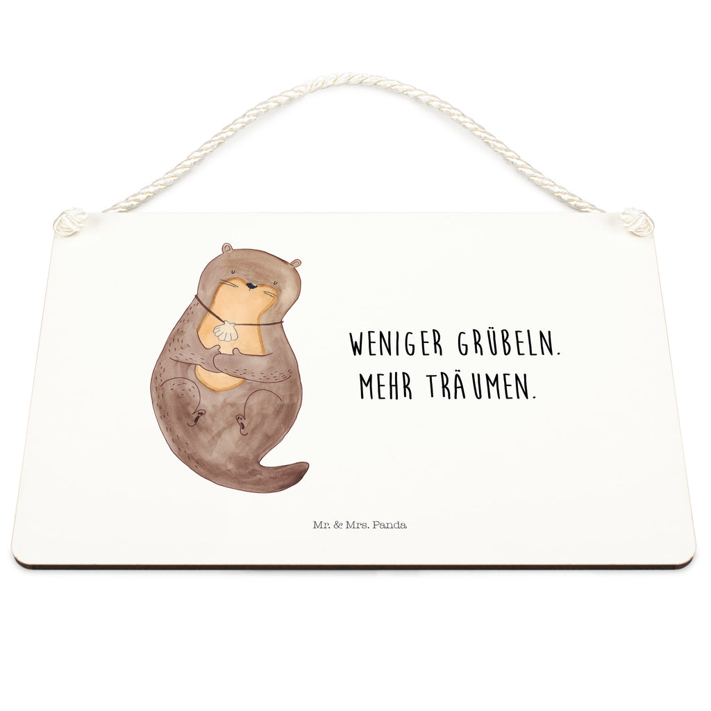 Deko Schild Otter mit Muschelmedaillon Dekoschild, Deko Schild, Schild, Tür Schild, Türschild, Holzschild, Wandschild, Wanddeko, Otter, Fischotter, Seeotter, Otterliebe, grübeln, träumen, Motivation, Tagträumen, Büro