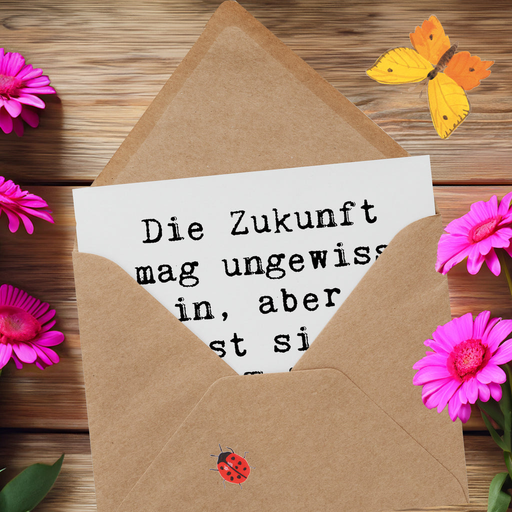 Deluxe Karte Spruch Zukunftsplanung Ungewissheit annehmen Karte, Grußkarte, Klappkarte, Einladungskarte, Glückwunschkarte, Hochzeitskarte, Geburtstagskarte, Hochwertige Grußkarte, Hochwertige Klappkarte