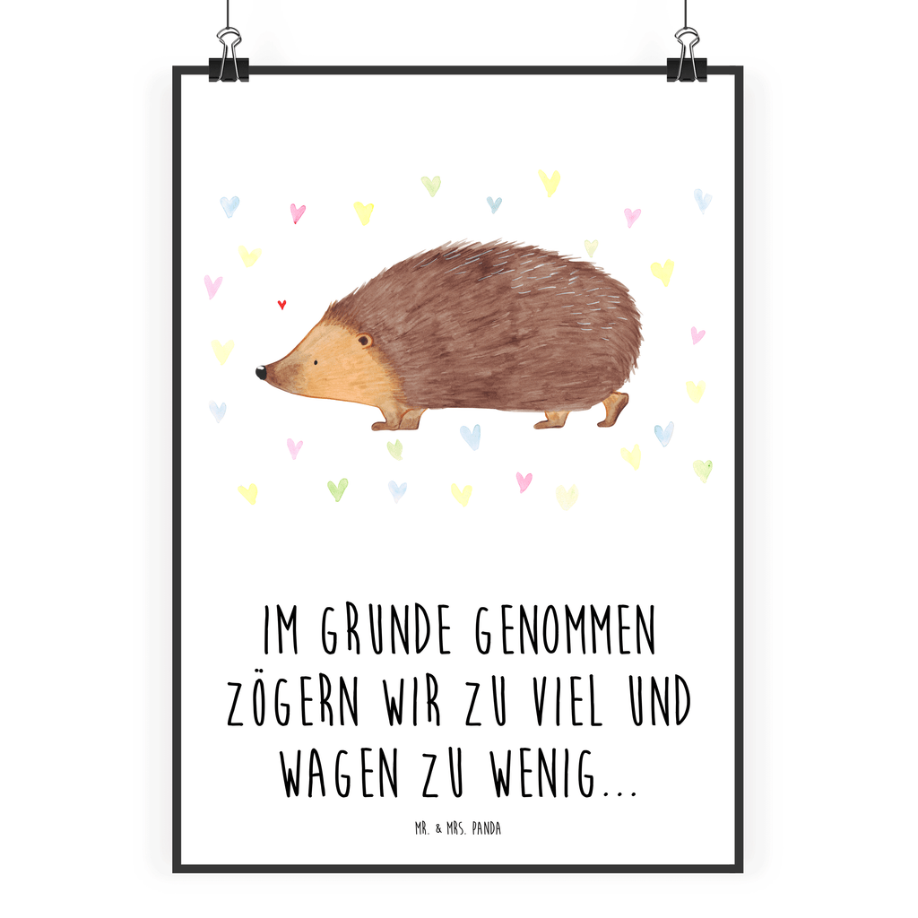 Poster Igel Herzen Poster, Wandposter, Bild, Wanddeko, Küchenposter, Kinderposter, Wanddeko Bild, Raumdekoration, Wanddekoration, Handgemaltes Poster, Mr. & Mrs. Panda Poster, Designposter, Kunstdruck, Posterdruck, Tiermotive, Gute Laune, lustige Sprüche, Tiere, Liebe, Herz, Herzen, Igel, Vertrauen, Kuss, Leben