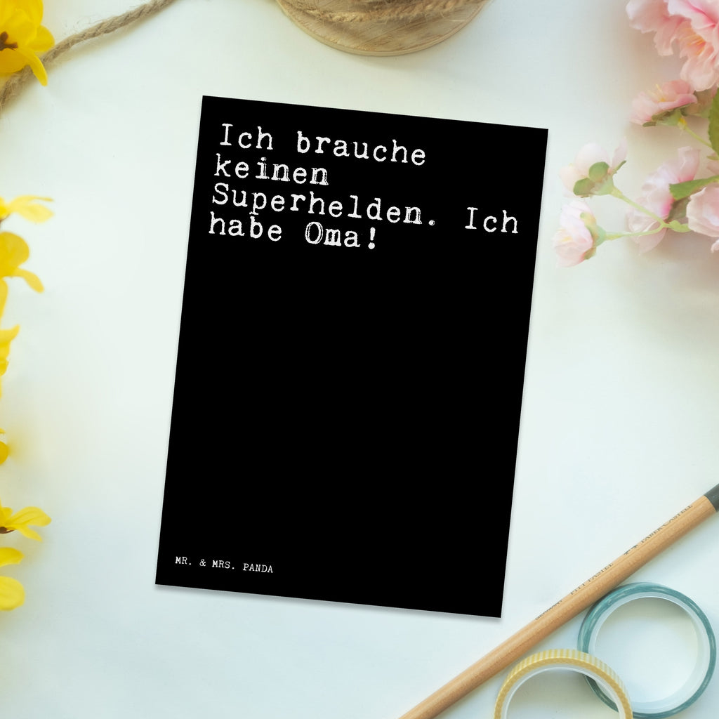 Postkarte Sprüche und Zitate Ich brauche keinen Superhelden. Ich habe Oma! Postkarte, Karte, Geschenkkarte, Grußkarte, Einladung, Ansichtskarte, Geburtstagskarte, Einladungskarte, Dankeskarte, Ansichtskarten, Einladung Geburtstag, Einladungskarten Geburtstag, Spruch, Sprüche, lustige Sprüche, Weisheiten, Zitate, Spruch Geschenke, Spruch Sprüche Weisheiten Zitate Lustig Weisheit Worte