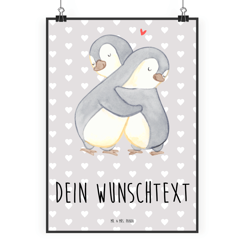 Personalisiertes Poster Pinguine Kuscheln