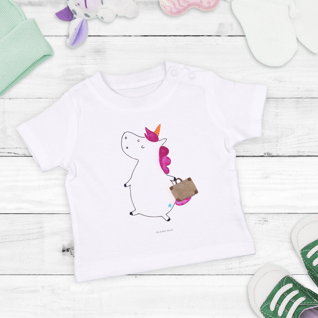 Organic Baby Shirt Einhorn Koffer Baby T-Shirt, Jungen Baby T-Shirt, Mädchen Baby T-Shirt, Shirt, Einhorn, Einhörner, Einhorn Deko, Pegasus, Unicorn, unicorn, Koffer, Verreisen, Reise, Gepäck, Abenteuer, Erwachsen, Kind, albern, Spaß, lustig, witzig