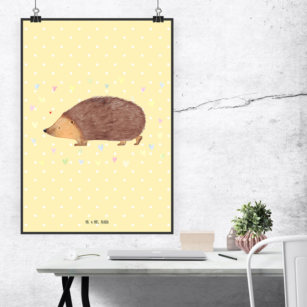 Poster Igel Herzen Poster, Wandposter, Bild, Wanddeko, Küchenposter, Kinderposter, Wanddeko Bild, Raumdekoration, Wanddekoration, Handgemaltes Poster, Mr. & Mrs. Panda Poster, Designposter, Kunstdruck, Posterdruck, Tiermotive, Gute Laune, lustige Sprüche, Tiere, Liebe, Herz, Herzen, Igel, Vertrauen, Kuss, Leben