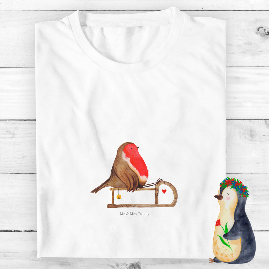 Organic Kinder T-Shirt Rotkehlchen Schlitten Kinder T-Shirt, Kinder T-Shirt Mädchen, Kinder T-Shirt Jungen, Winter, Weihnachten, Weihnachtsdeko, Nikolaus, Advent, Heiligabend, Wintermotiv, Schlitten, Vogel