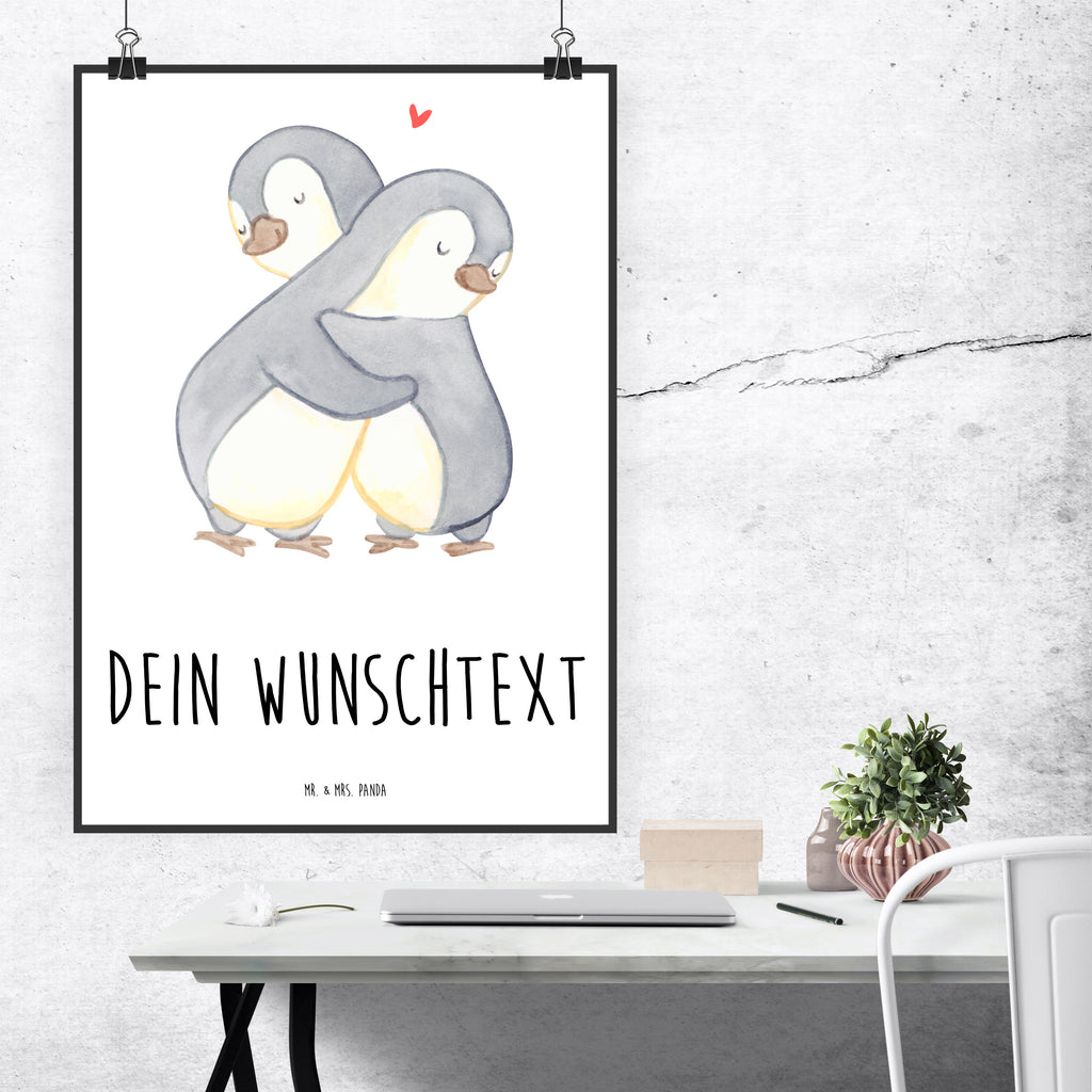 Personalisiertes Poster Pinguine Kuscheln