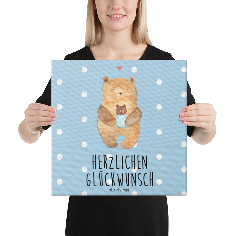 Leinwand Bild Bär Baby Leinwand, Bild, Kunstdruck, Wanddeko, Dekoration, Bär, Teddy, Teddybär, Eltern, Mutter, Baby, Taufe, Geburt, Nichte, Neffe, Enkel, Enkelin, Täufling, Geburtstag, Glückwunsch