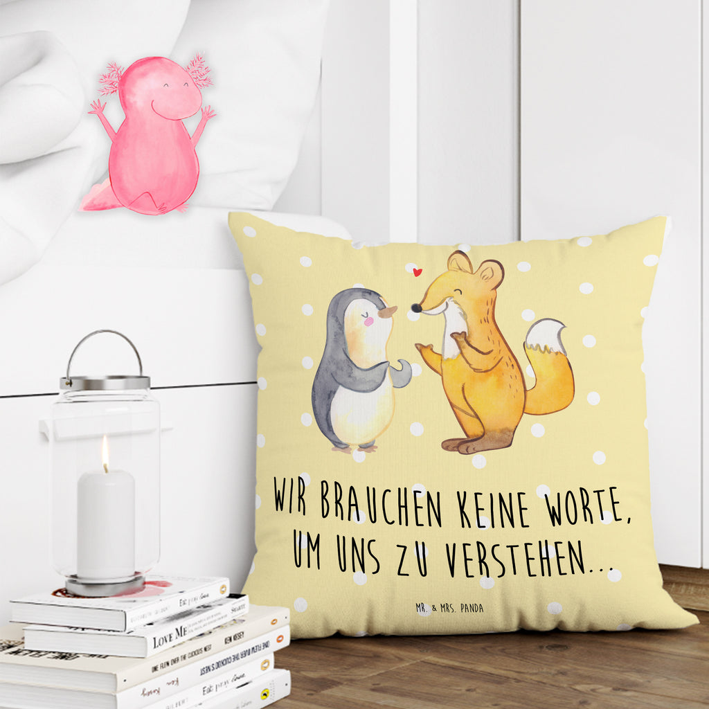 40x40 Kissen Fuchs & Pinguin gehörlos Kissenhülle, Kopfkissen, Sofakissen, Dekokissen, Motivkissen, sofakissen, sitzkissen, Kissen, Kissenbezüge, Kissenbezug 40x40, Kissen 40x40, Kissenhülle 40x40, Zierkissen, Couchkissen, Dekokissen Sofa, Sofakissen 40x40, Dekokissen 40x40, Kopfkissen 40x40, Kissen 40x40 Waschbar, Gebärdensprache, gehörlos, Fuchs, Pinguin