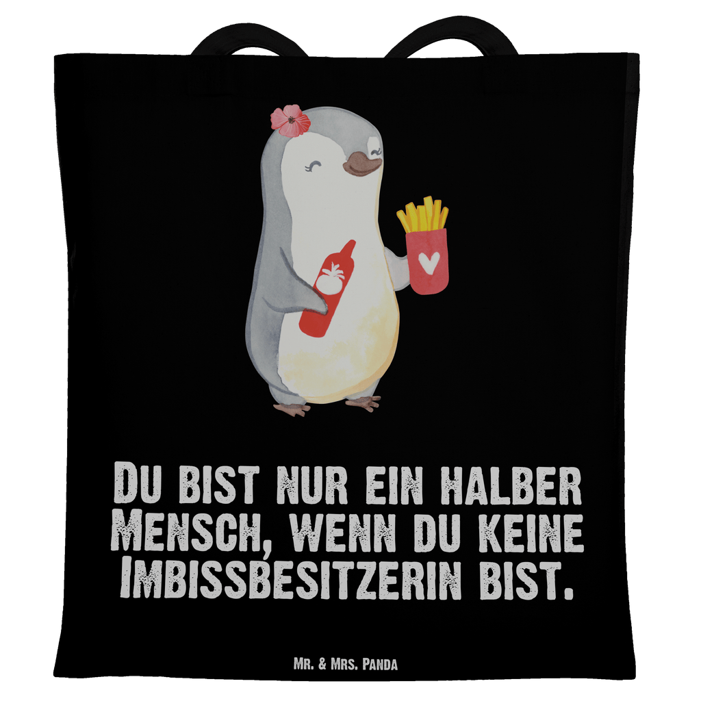 Tragetasche Imbissbesitzerin mit Herz Beuteltasche, Beutel, Einkaufstasche, Jutebeutel, Stoffbeutel, Tasche, Shopper, Umhängetasche, Strandtasche, Schultertasche, Stofftasche, Tragetasche, Badetasche, Jutetasche, Einkaufstüte, Laptoptasche, Beruf, Ausbildung, Jubiläum, Abschied, Rente, Kollege, Kollegin, Geschenk, Schenken, Arbeitskollege, Mitarbeiter, Firma, Danke, Dankeschön, Imbissbesitzerin, Imibissverkäuferin, Pommesverkäuferin, Pommesliebe