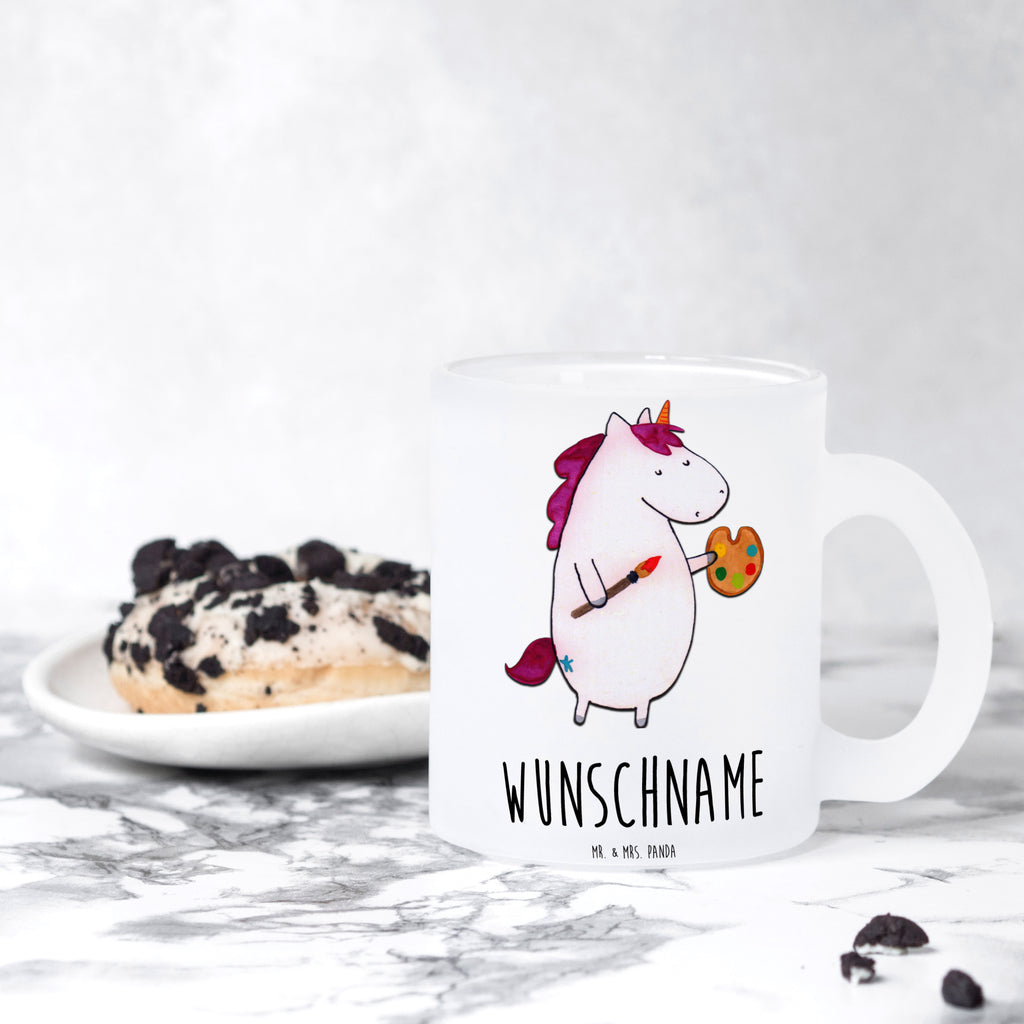 Personalisierte Teetasse Einhorn Künstler Personalisierte Teetasse, Personalisiertes Teeglas, Personalisierter Teebecher, Personalisierte Glas Teetasse, Personalisierte Teetasse aus Glas, Teetasse mit Namen, Teeglas mit Namen, Teebecher mit Namen, Glas Teetasse mit Namen, Teetasse aus Glas mit Namen, Teetasse Wunschname, Teetasse selbst gestalten., Einhorn, Einhörner, Einhorn Deko, Pegasus, Unicorn, Englisch, Künstler, Artist, Malen, Zeichnen, Welt, Farbe, Stift, Pinsel, Geschenk, Maler