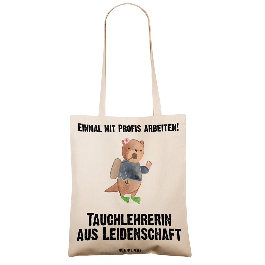 Tragetasche Tauchlehrerin aus Leidenschaft Beuteltasche, Beutel, Einkaufstasche, Jutebeutel, Stoffbeutel, Tasche, Shopper, Umhängetasche, Strandtasche, Schultertasche, Stofftasche, Tragetasche, Badetasche, Jutetasche, Einkaufstüte, Laptoptasche, Beruf, Ausbildung, Jubiläum, Abschied, Rente, Kollege, Kollegin, Geschenk, Schenken, Arbeitskollege, Mitarbeiter, Firma, Danke, Dankeschön