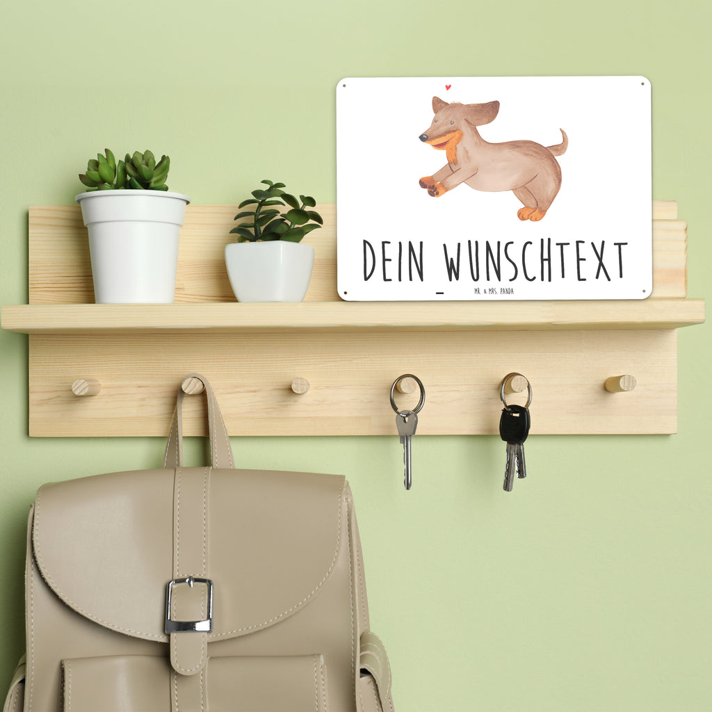 Personalisiertes Blechschild Hund Dackel Blechschild, Metallschild, Geschenk Schild, Schild, Magnet-Metall-Schild, Deko Schild, Wandschild, Wand-Dekoration, Türschild, Hund, Hundemotiv, Haustier, Hunderasse, Tierliebhaber, Hundebesitzer, Sprüche, Hunde, Dackel, Dachshund, happy dog