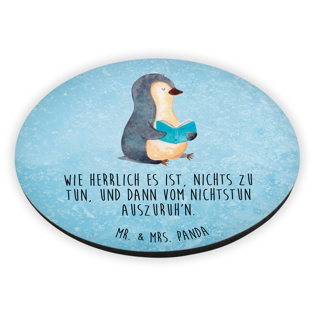 Rund Magnet Pinguin Buch Kühlschrankmagnet, Pinnwandmagnet, Souvenir Magnet, Motivmagnete, Dekomagnet, Whiteboard Magnet, Notiz Magnet, Kühlschrank Dekoration, Pinguin, Pinguine, Buch, Lesen, Bücherwurm, Nichtstun, Faulenzen, Ferien, Urlaub, Freizeit